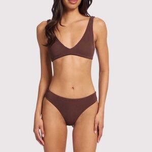 Nuuds Swim bikini set chocolate brown top size XL high waist bottom size XXL NEW